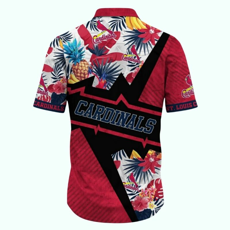 St Louis Cardinals Tropical Hawaiian Shirt with Leaf & Flower Graphic – Unisex - Image 3