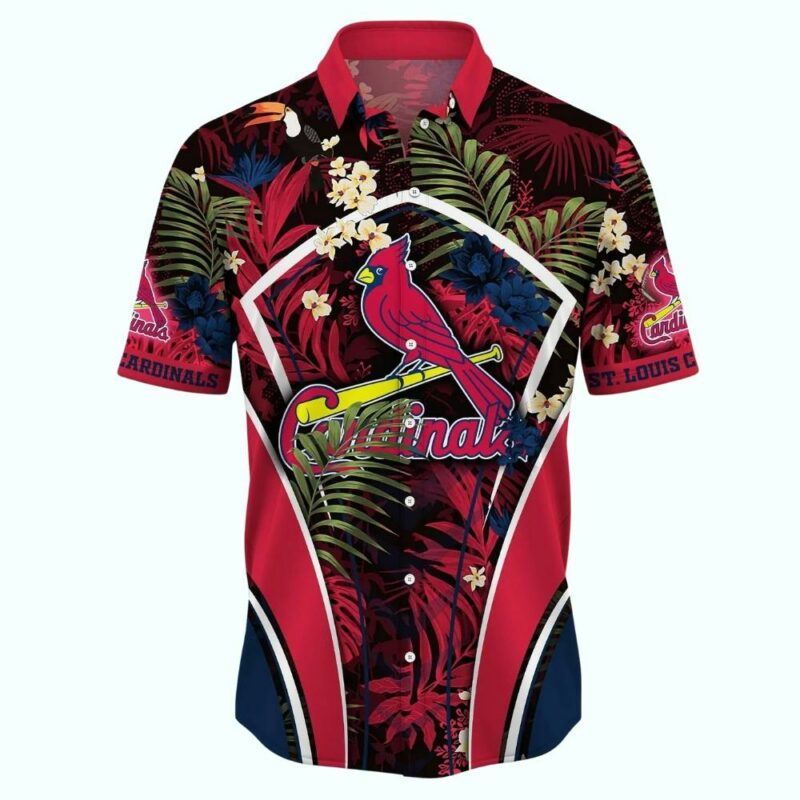 St Louis Cardinals Tropical Leaf Graphic Hawaiian Shirt – Unisex Aloha Tee - Image 2