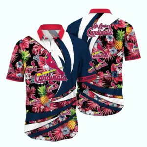 St Louis Cardinals Tropical Pineapple Floral Graphic Hawaiian Shirt - Unisex