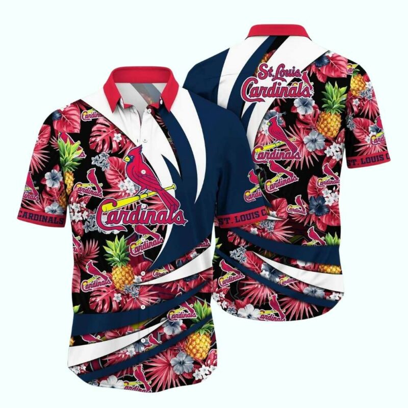 St Louis Cardinals Tropical Pineapple Floral Graphic Hawaiian Shirt - Unisex