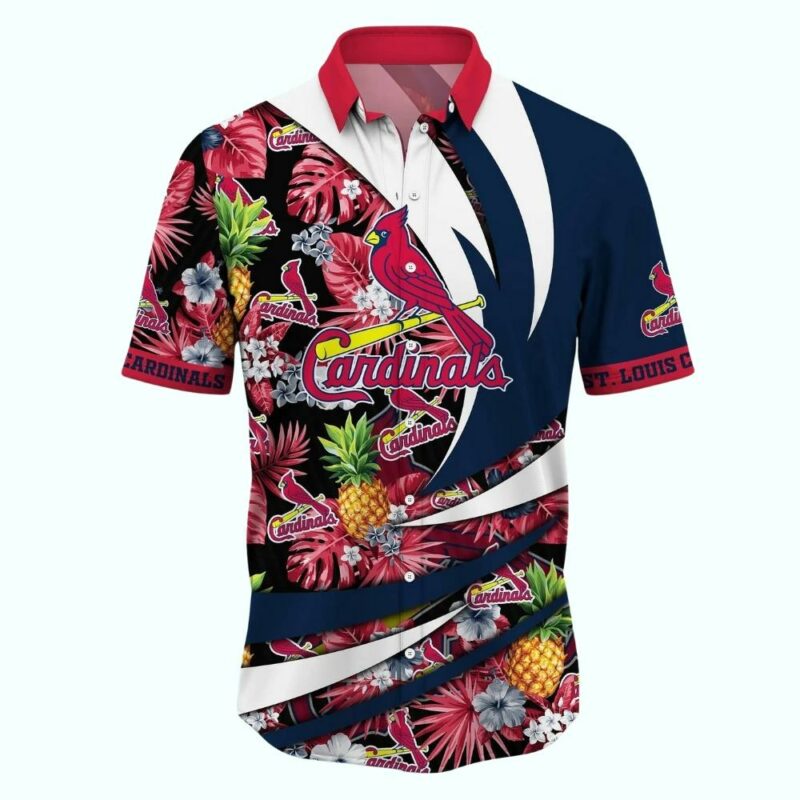 St Louis Cardinals Tropical Pineapple Floral Graphic Hawaiian Shirt - Unisex - Image 2