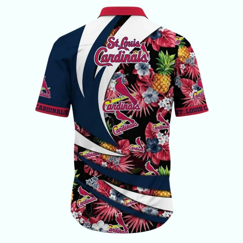 St Louis Cardinals Tropical Pineapple Floral Graphic Hawaiian Shirt - Unisex - Image 3