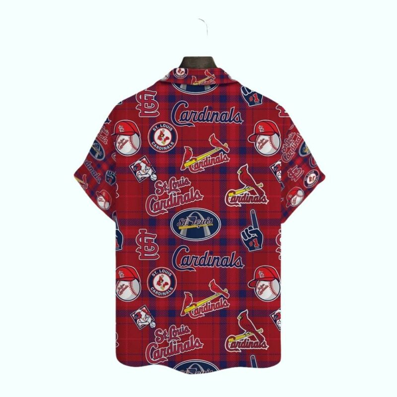 St Louis Cardinals Plaid Graphic Hawaiian Shirt – Unisex Aloha Tee - Image 3