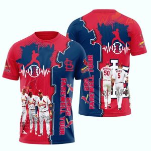 St Louis Cardinals Heartbeat All-Over Print T-Shirt for Fans