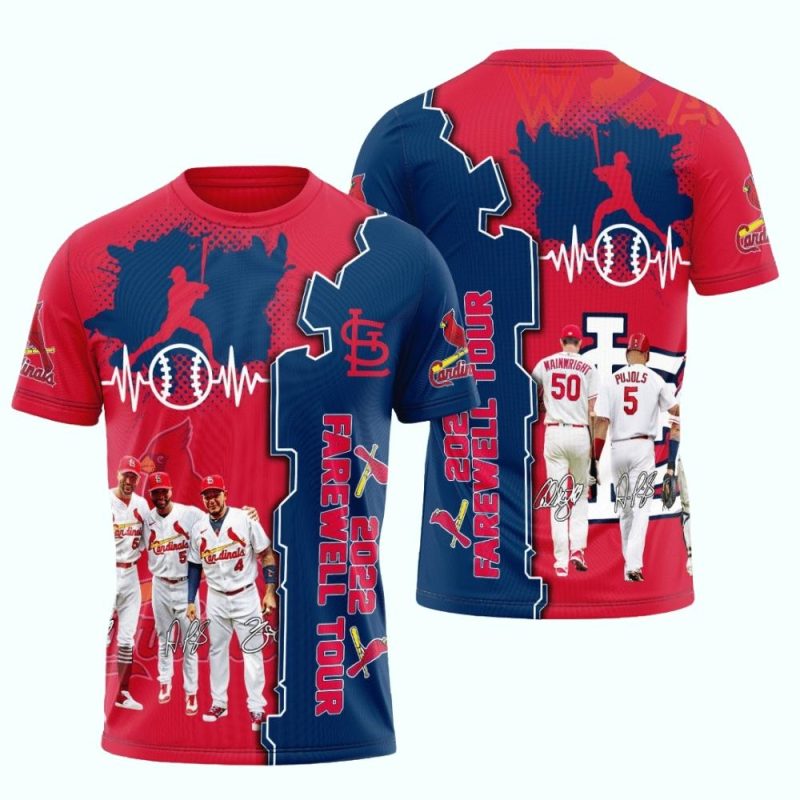 St Louis Cardinals Heartbeat All-Over Print T-Shirt for Fans