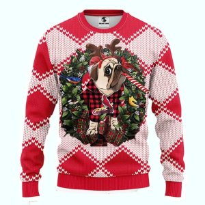 St Louis Cardinals Reindeer Pug Argyle Ugly Sweater