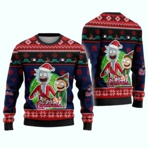 St Louis Cardinals Rick And Morty Christmas Crossover Ugly Sweater