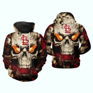 St Louis Cardinals Skull Eyes Fire Graphic Hoodie – Unisex Sweatshirt