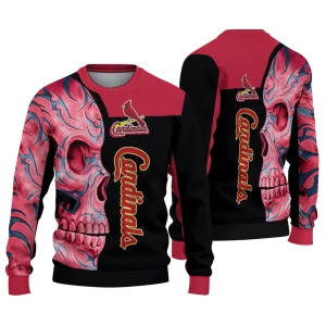 St Louis Cardinals Skull Swirl Holiday Sweatshirt For Fans