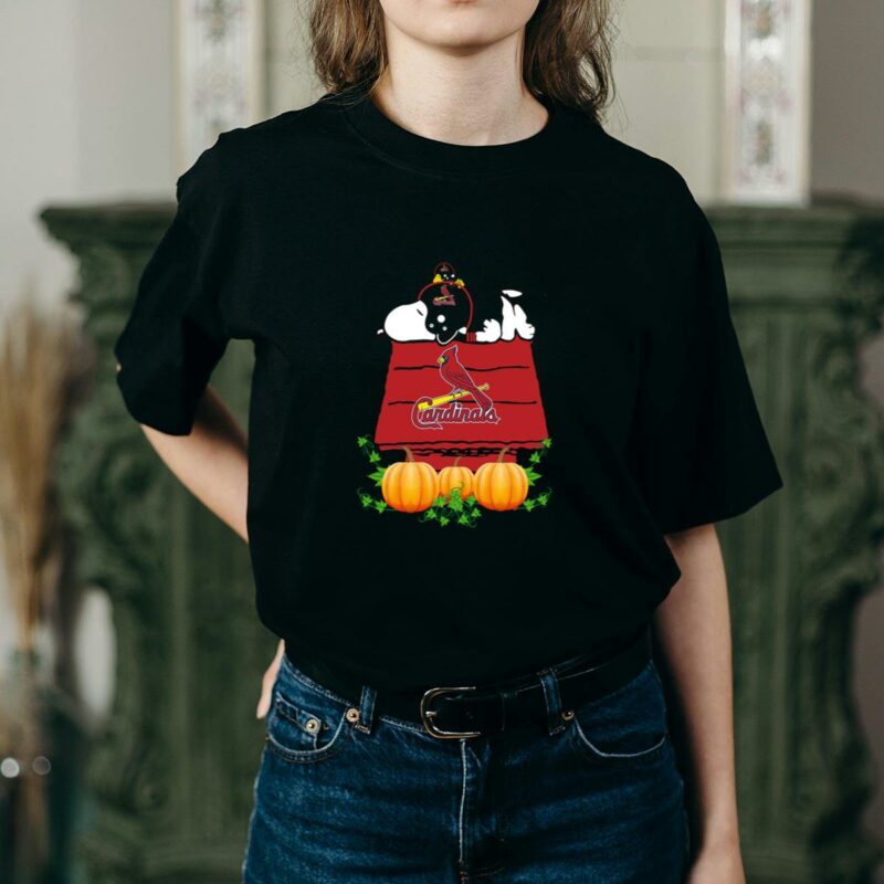 St Louis Cardinals Snoopy Pumpkin House Graphic T-Shirt – Unisex Gift - Image 2