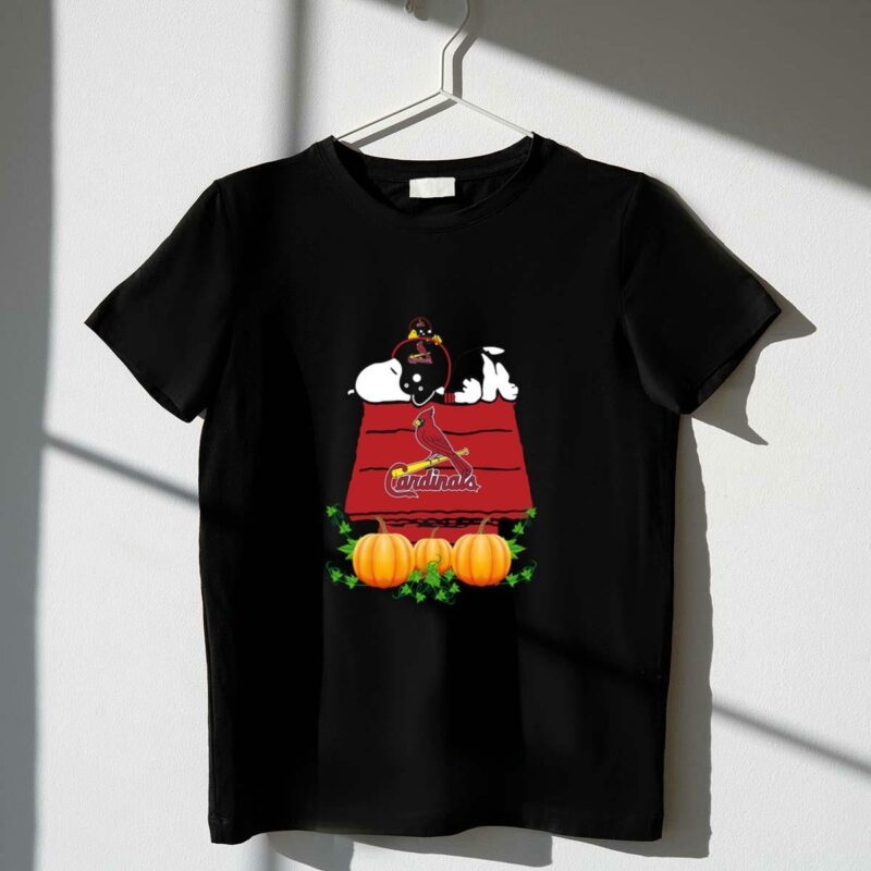 St Louis Cardinals Snoopy Pumpkin House Graphic T-Shirt – Unisex Gift - Image 4