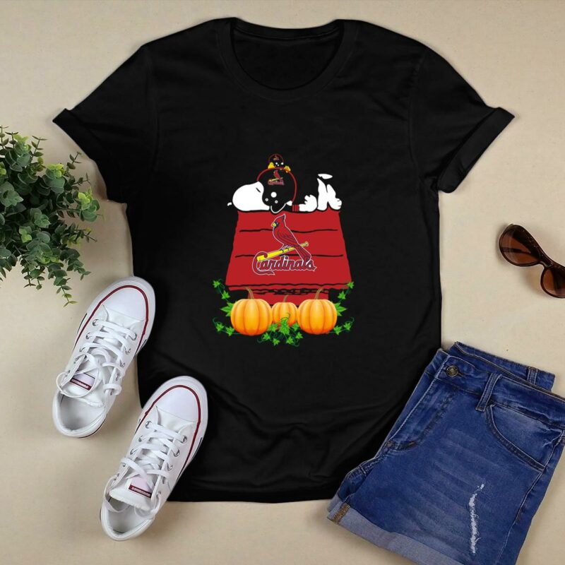 St Louis Cardinals Snoopy Pumpkin House Graphic T-Shirt – Unisex Gift - Image 5