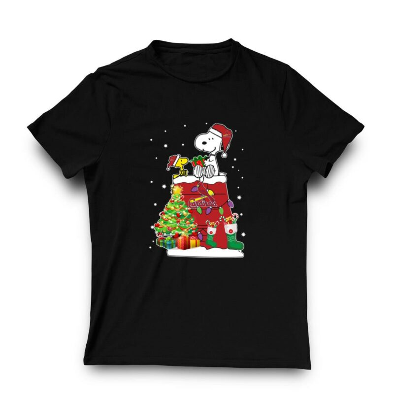 St Louis Cardinals Snoopy Woodstock Christmas Graphic T-Shirt – Unisex Gift - Image 3