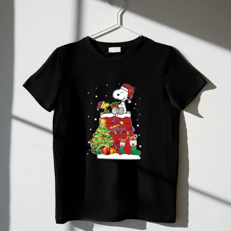 St Louis Cardinals Snoopy Woodstock Christmas Graphic T-Shirt – Unisex Gift - Image 4