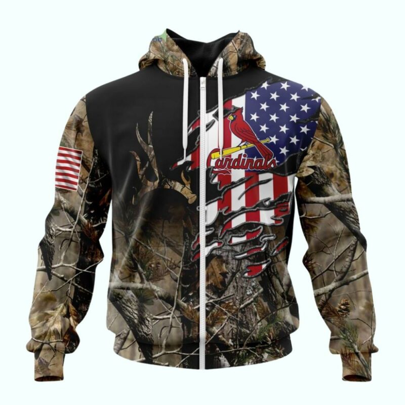 St. Louis Cardinals Realtree Camo Graphic Hoodie – Unisex Hunting Sweatshirt - Image 2