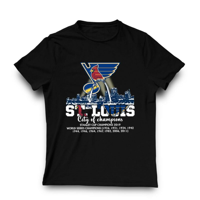 St Louis City of Champions Graphic T-Shirt – Cardinals & Blues Unisex Tee - Image 3