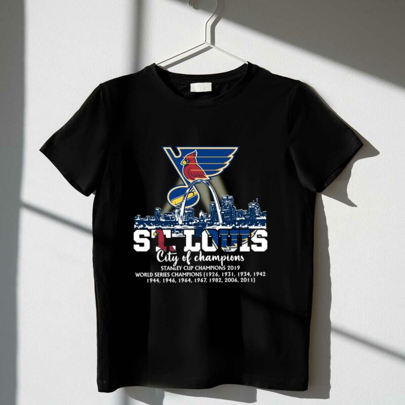 St Louis City of Champions Graphic T-Shirt – Cardinals & Blues Unisex Tee - Image 4