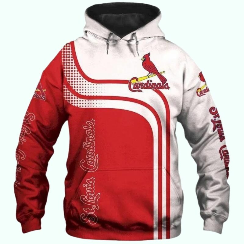 St. Louis Cardinals Red & White Striped Graphic Hoodie – Unisex Sweatshirt