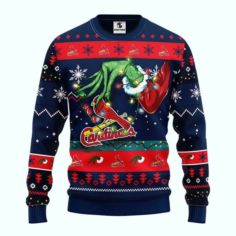 St Louis Cardinals The Grinch Hand Light Up Ugly Sweater