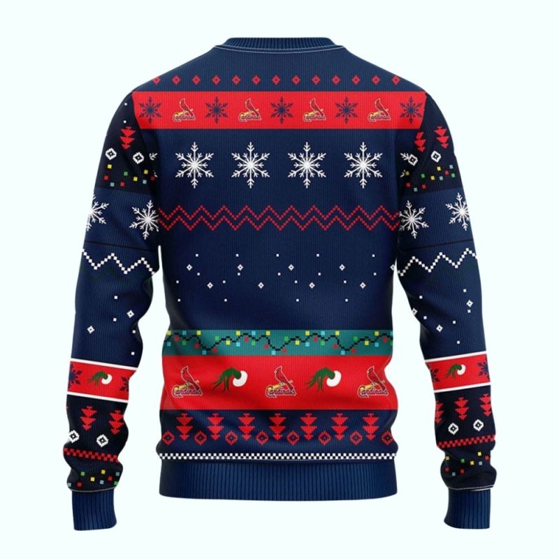 St Louis Cardinals The Grinch Hand Light Up Ugly Sweater - Image 2