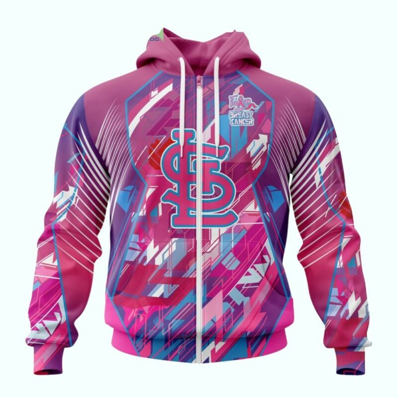 St. Louis Cardinals Pink "I Can Fearless" Breast Cancer Awareness Hoodie - Unisex Graphic Sweatshirt - Image 2