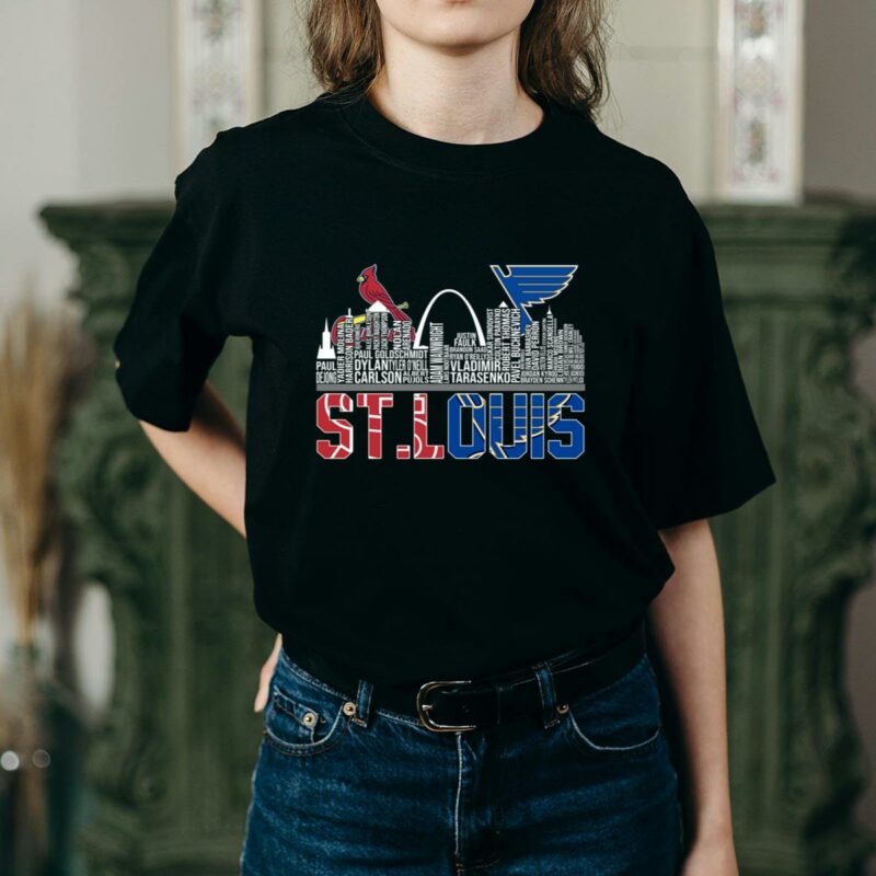St Louis Skyline Graphic T-Shirt – Cardinals vs Blues Unisex Tee - Image 2