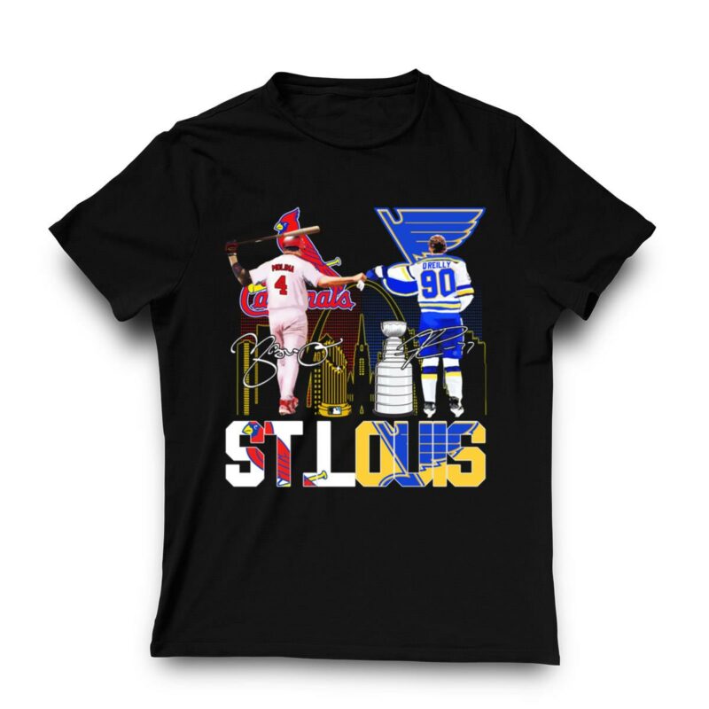 St Louis Yadier Molina & Ryan O'Reilly Autograph Graphic T-Shirt - Unisex Gift - Image 3