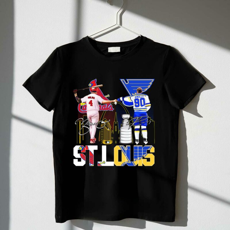 St Louis Yadier Molina & Ryan O'Reilly Autograph Graphic T-Shirt - Unisex Gift - Image 4