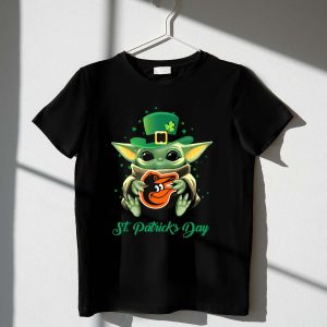 Baby Yoda St Patrick'S Day T-Shirt For Baltimore Orioles Fans