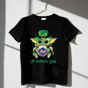 Baby Yoda St Patrick'S Day T-Shirt For New York Mets Fans