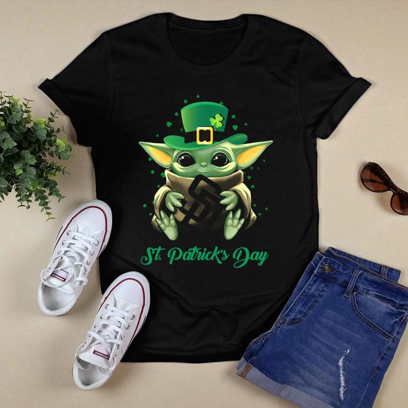 St Patricks Day San Diego Padres Baby Yoda T Shirt Black 1