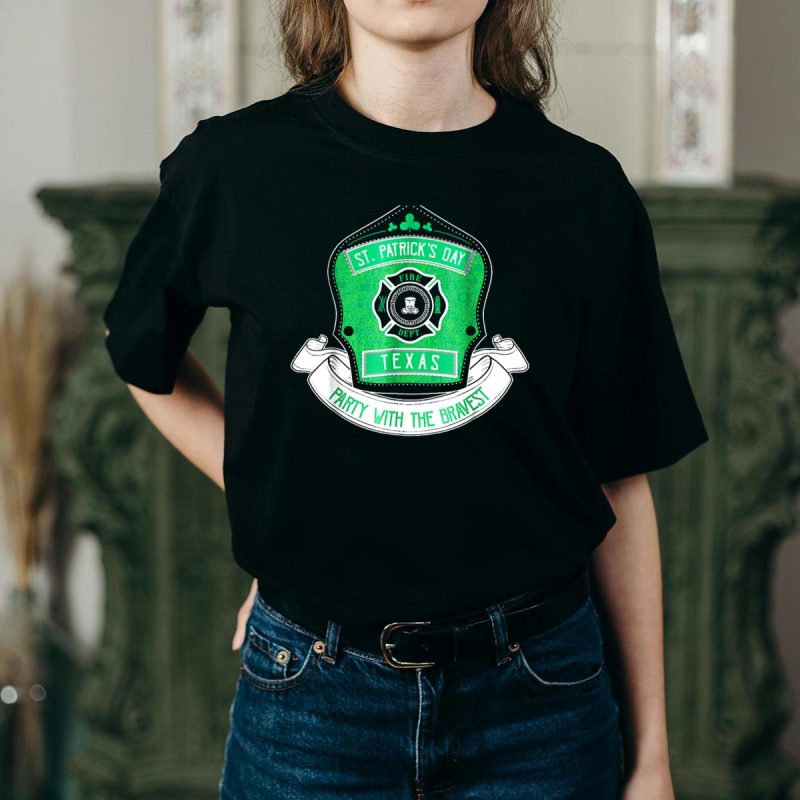 St Patrick'S Day Texas Fire Department T-Shirt - Celebrate With The Bravest - Image 2