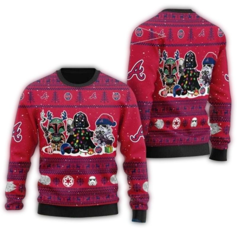 Star Wars Atlanta Braves Characters Christmas Sweater 1