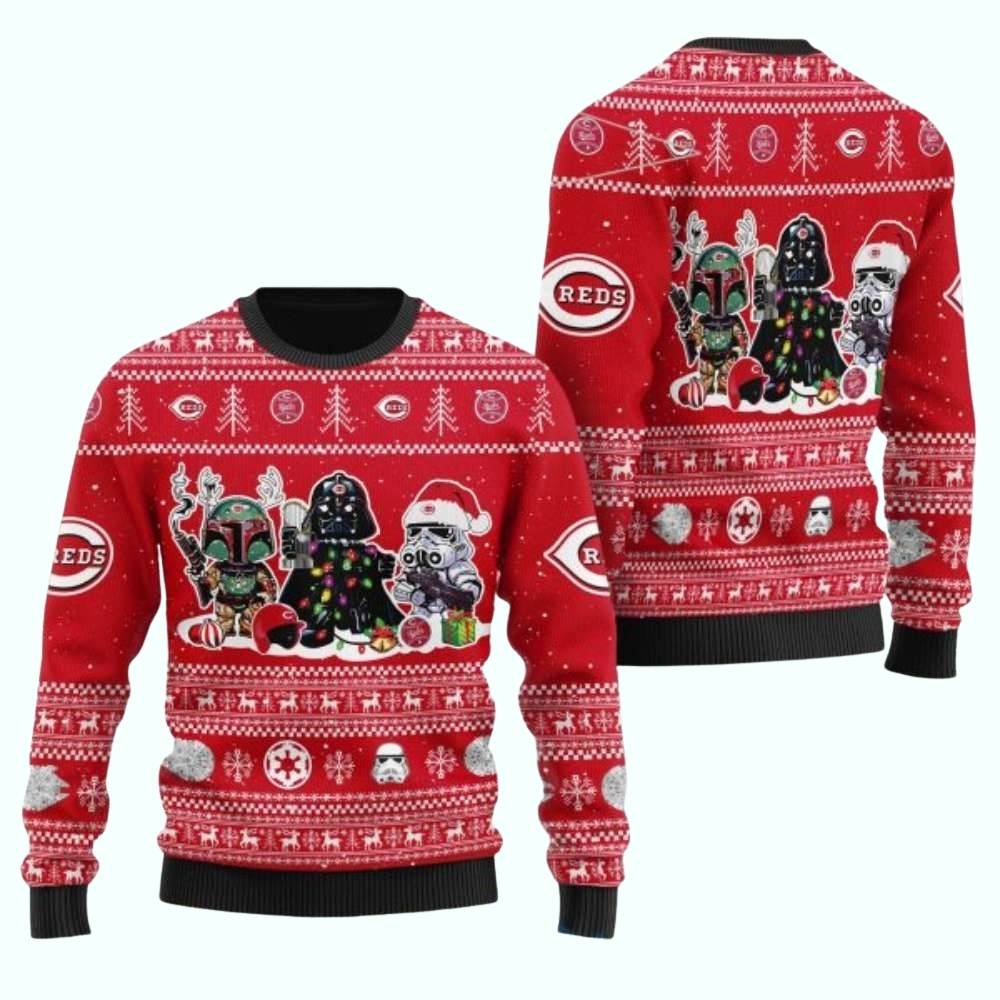 Star Wars Christmas Cincinnati Reds 3D Ugly Sweater 1