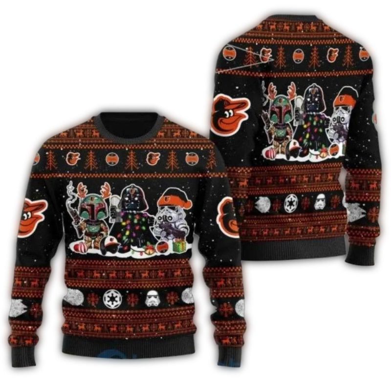 Star Wars Crossover Baltimore Orioles Christmas Ugly Sweater 1