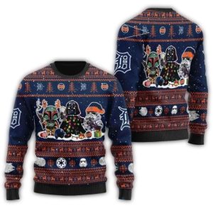 Star Wars Detroit Tigers Christmas Sweater - Festive Ugly Holiday Design
