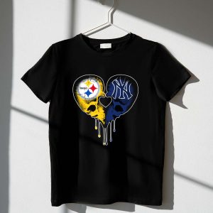 Steelers Yankees Skull Heart Fusion Love Graphic T-Shirt