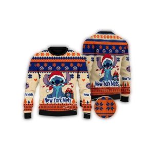 Ny Mets Candy Cane Ugly Sweater - Festive Holiday Sweatshirt