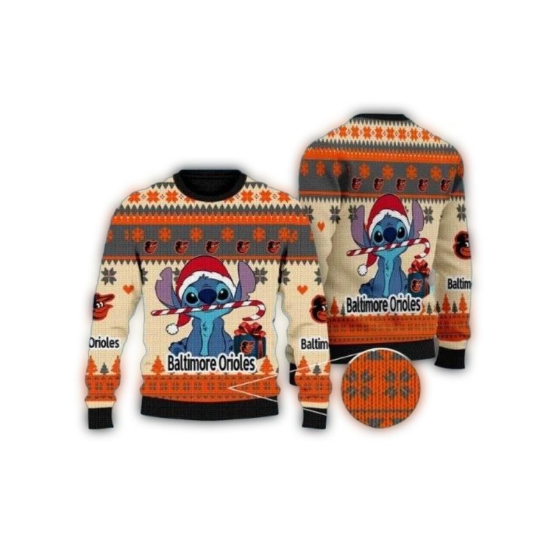 Stitch Holiday Baltimore Orioles Xmas Ugly Sweater 1