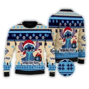Stitch Santa Tampa Bay Rays Candy Cane Holiday Sweatshirt