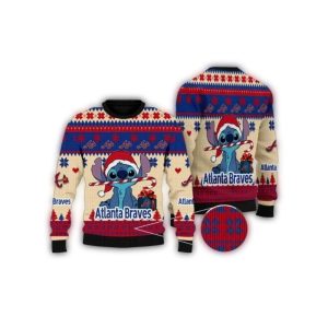Atlanta Braves Candy Cane Ugly Sweater - Festive Holiday Apparel