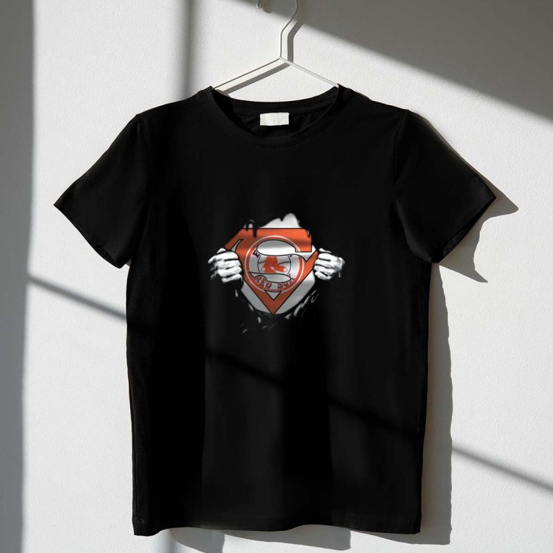 Superman Logo with Boston Red Sox Symbol Fusion for Fans T Shirt t shirt 1 1