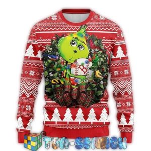 Boston Red Sox Grinch Hug Christmas Sweater - Ugly Holiday Design