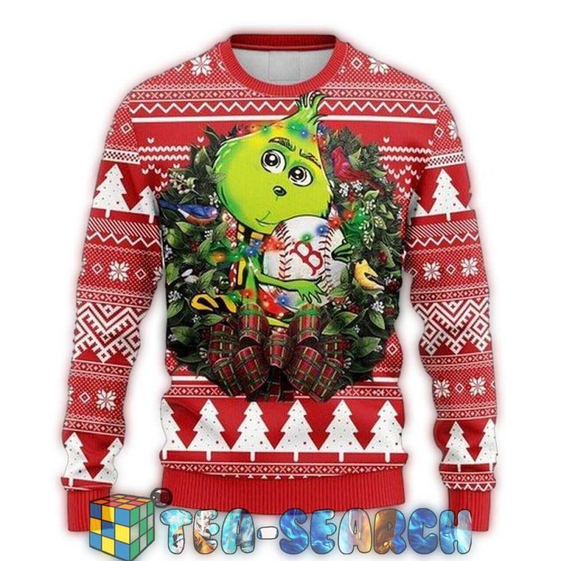 Boston Red Sox Grinch Hug Christmas Sweater - Ugly Holiday Design