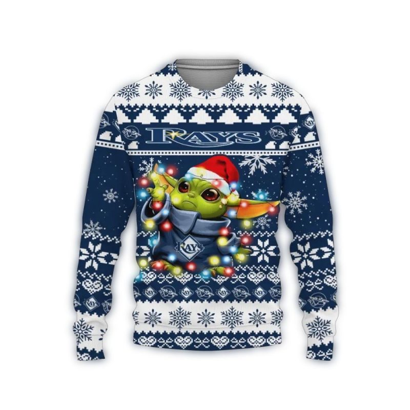 Tampa Bay Rays Baby Yoda Star Wars Christmas Ugly Sweater 1