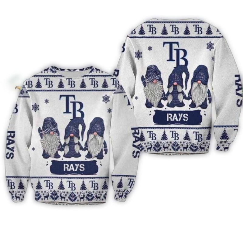 Tampa Bay Rays Christmas Gnome Trio Ugly Sweater 1