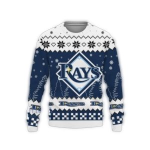 Tampa Bay Rays Christmas Sweater With Classic Logo & Snowflake Design