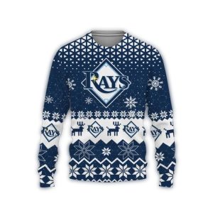 Tampa Bay Rays Christmas Ugly Sweater With Deer Pattern Design