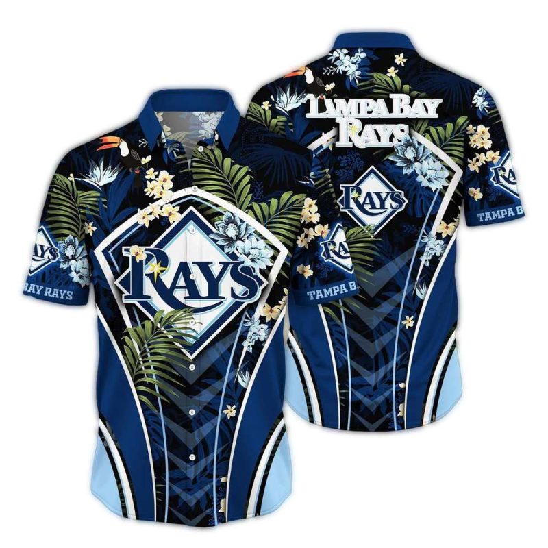 Tampa Bay Rays Floral Leaf Pattern Hawaiian Shirt 1