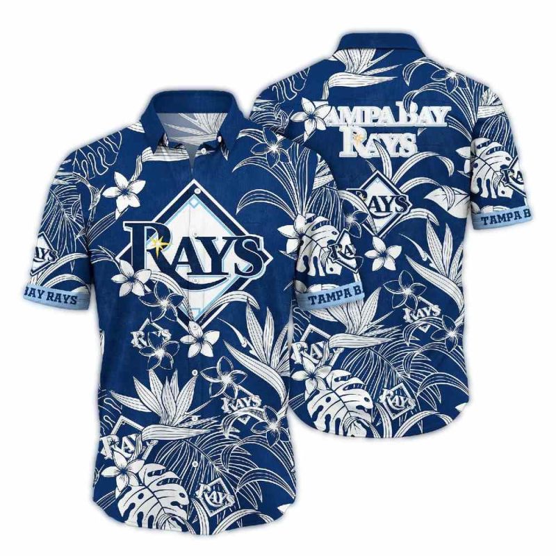 Tampa Bay Rays Floral Leaf Retro Hawaiian Shirt 1